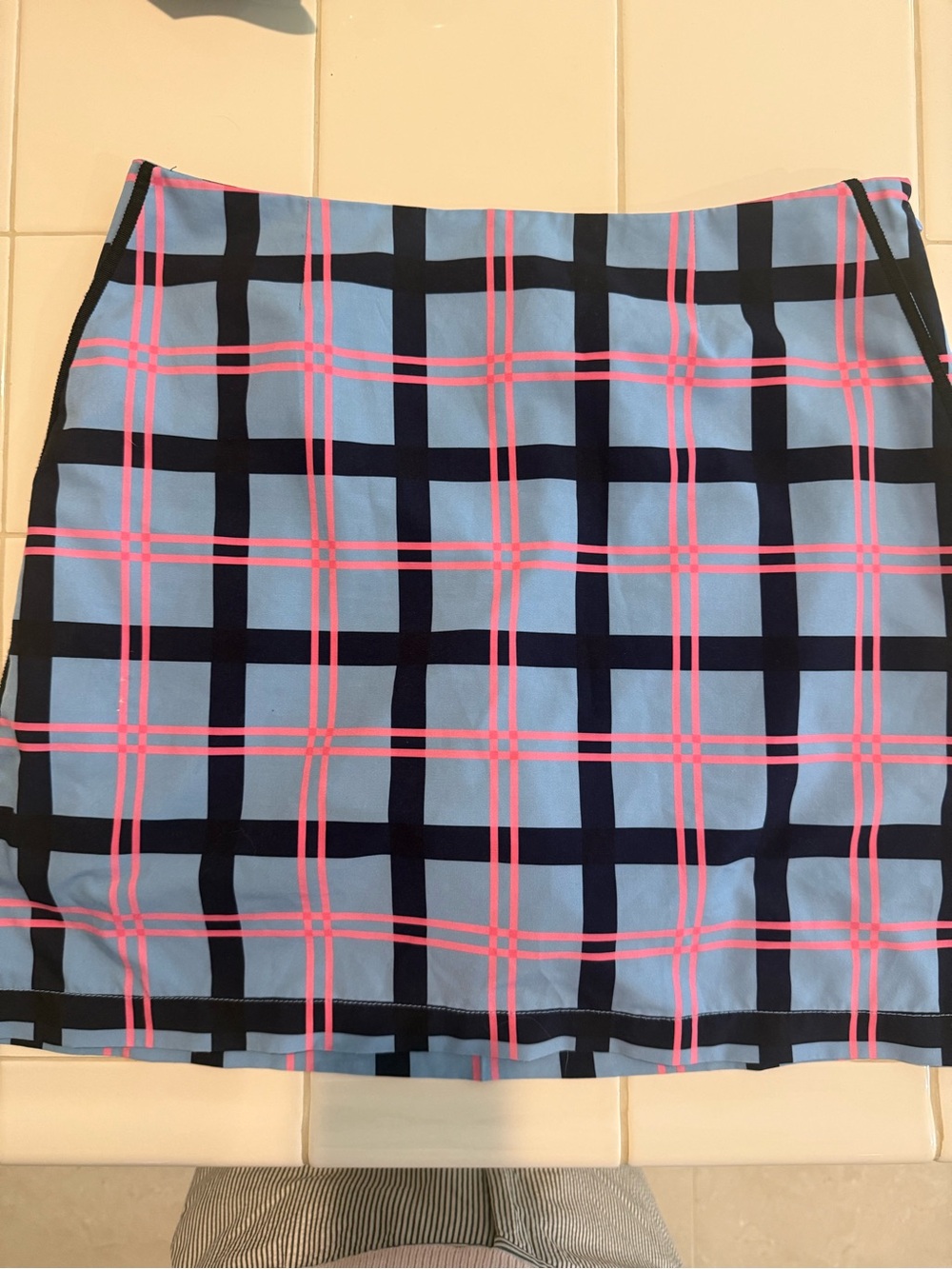 Golftini Blue Plaid golf skort with Pink Accents